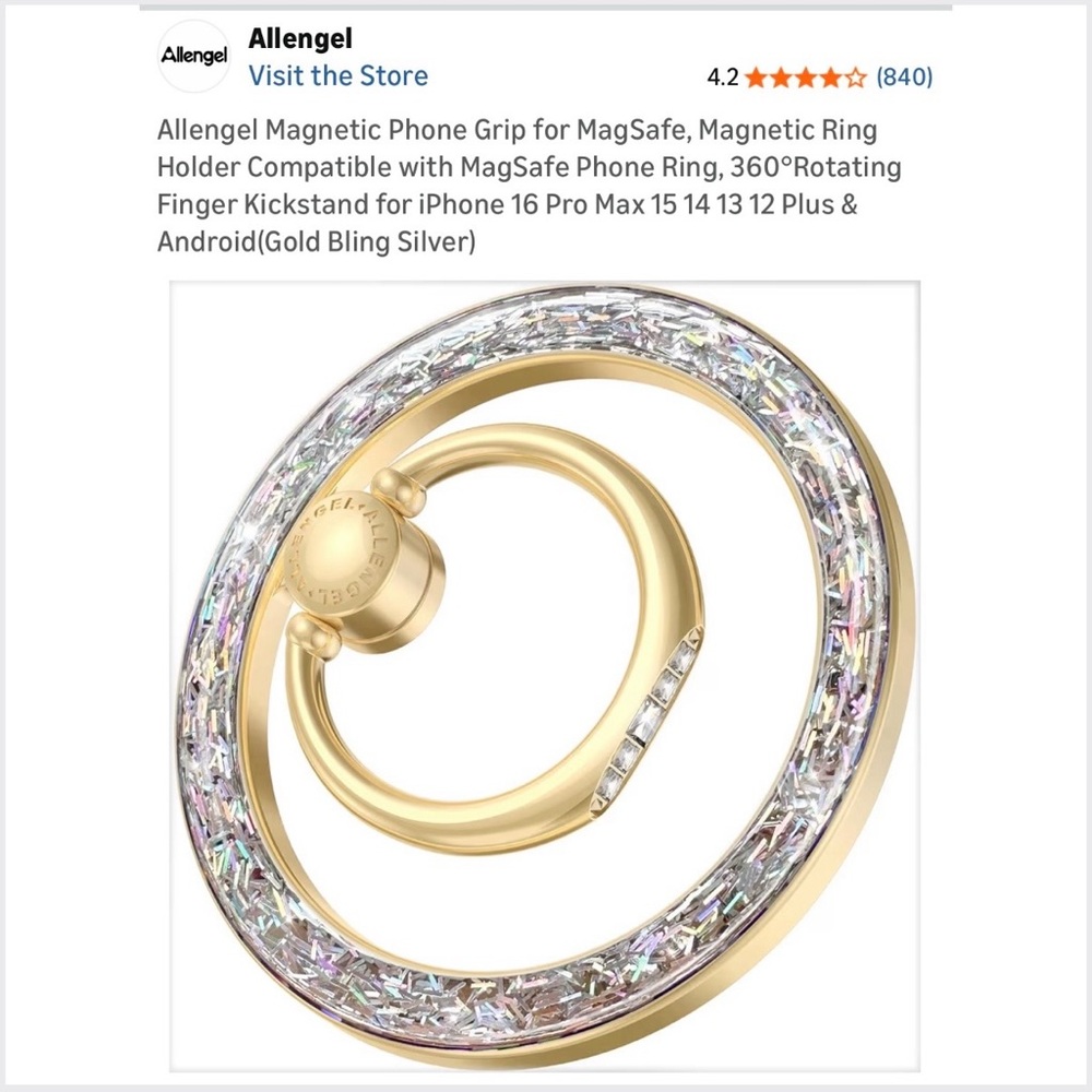3/$15 Bling, Bling!  Gold and Silver Magnetic Phone Ring